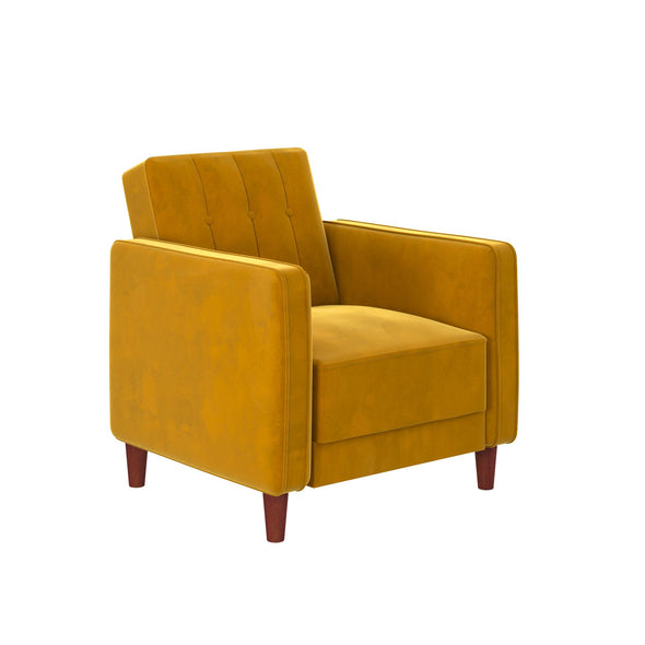DHP Pin Tufted Accent Chair, Mustard Yellow Velvet - Mustard - N/A