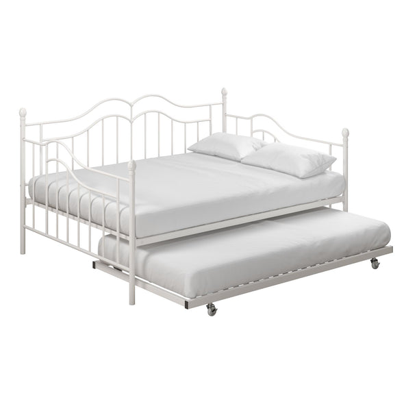 DHP Tokyo Metal Daybed and Trundle, Full/Twin, White - White - Full