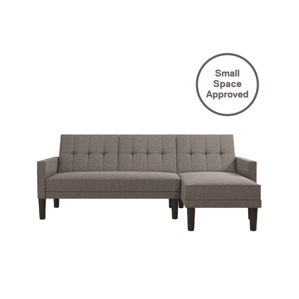 DHP Haven Small Space Reversible Sectional Sofa Futon, Light Gray Linen - Light Gray - N/A