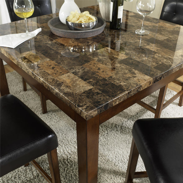 Andover Faux Marble Counter Height Black Dining Set - Cherry - N/A