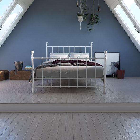 DHP BrickMill Metal Bed, Full, White - White - Full