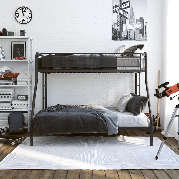 DHP Rockstar Twin/Full Bunk Bed, Black - Black - Twin-Over-Full