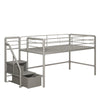 DHP Junior Twin Loft Bed with Storage Steps, Silver - Silver / grey - Twin