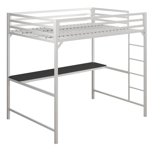 DHP Miles Metal Full Loft Bed with Desk, White - White - Full
