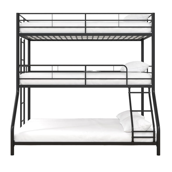 DHP Everleigh Triple Metal Bunk Bed, Twin/Twin/Full, Black  - Black - Twin-Over-Full