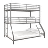 DHP Everleigh Triple Metal Bunk Bed, Twin/Twin/Full, Silver - Silver - Twin-Over-Full