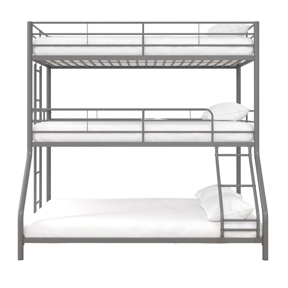 DHP Everleigh Triple Metal Bunk Bed, Twin/Twin/Full, Silver - Silver - Twin-Over-Full
