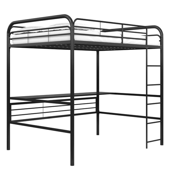DHP Shawn Full Metal Loft Bed with Desk, Black/Black  - Black - Full