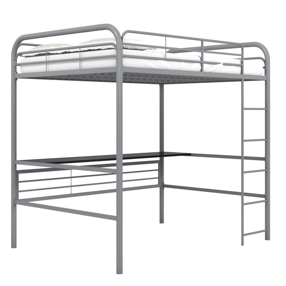 DHP Shawn Full Metal Loft Bed with Desk, Gray/Black - Gray - Full