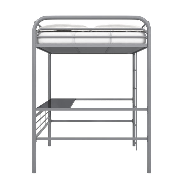 DHP Shawn Full Metal Loft Bed with Desk, Gray/Black - Gray - Full