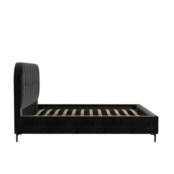 DHP Callie Upholstered Bed, Full, Black Velvet - Black - Full