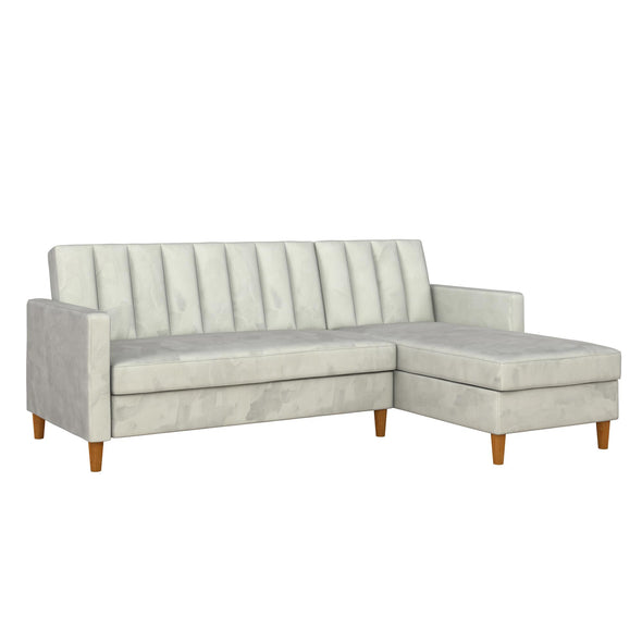 DHP Celine Reversible Sectional Futon with Storage, Light Gray - Light Gray - N/A