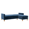 DHP Celine Reversible Sectional Futon with Storage, Navy Velvet - Navy - N/A