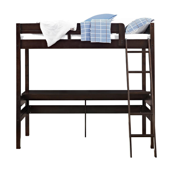 Harlan Loft Bed with Desk and Ladder - Espresso - N/A