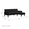 Haven Small Space Sectional Sofa Futon - Dark Gray - N/A