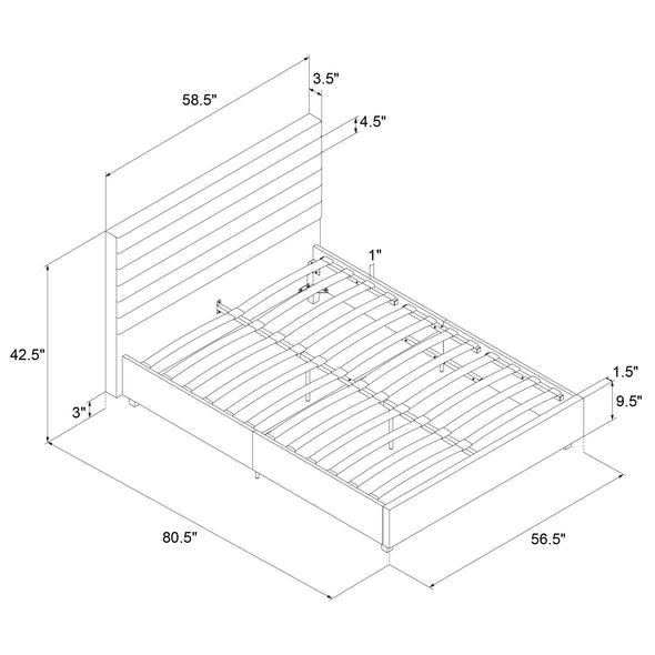 Everest Upholstered Bed - Gray - Full
