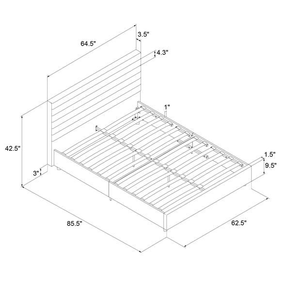 Everest Upholstered Bed - Gray - Queen