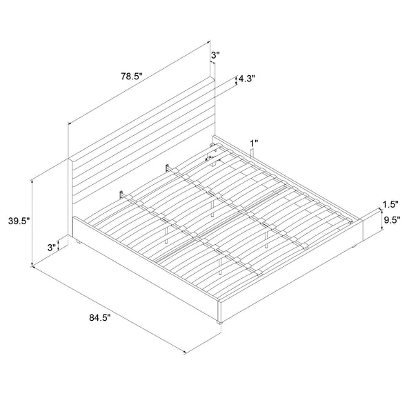 Everest Upholstered Bed - Gray - King