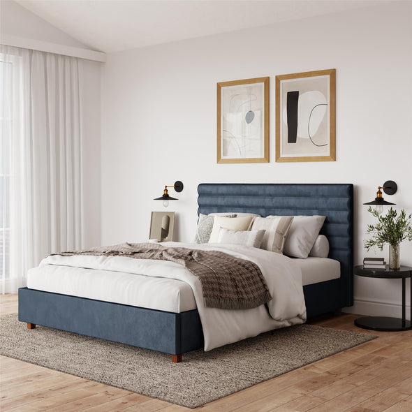 Everest Upholstered Bed - Blue - Queen