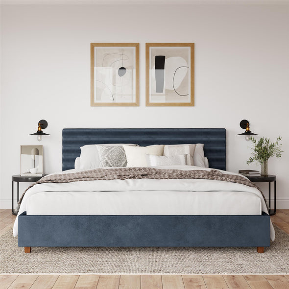 Everest Upholstered Bed - Blue - King