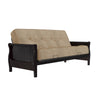 Wood Arm Futon with Espresso Finish and 8" Coil Mattress - Oatmeal - N/A
